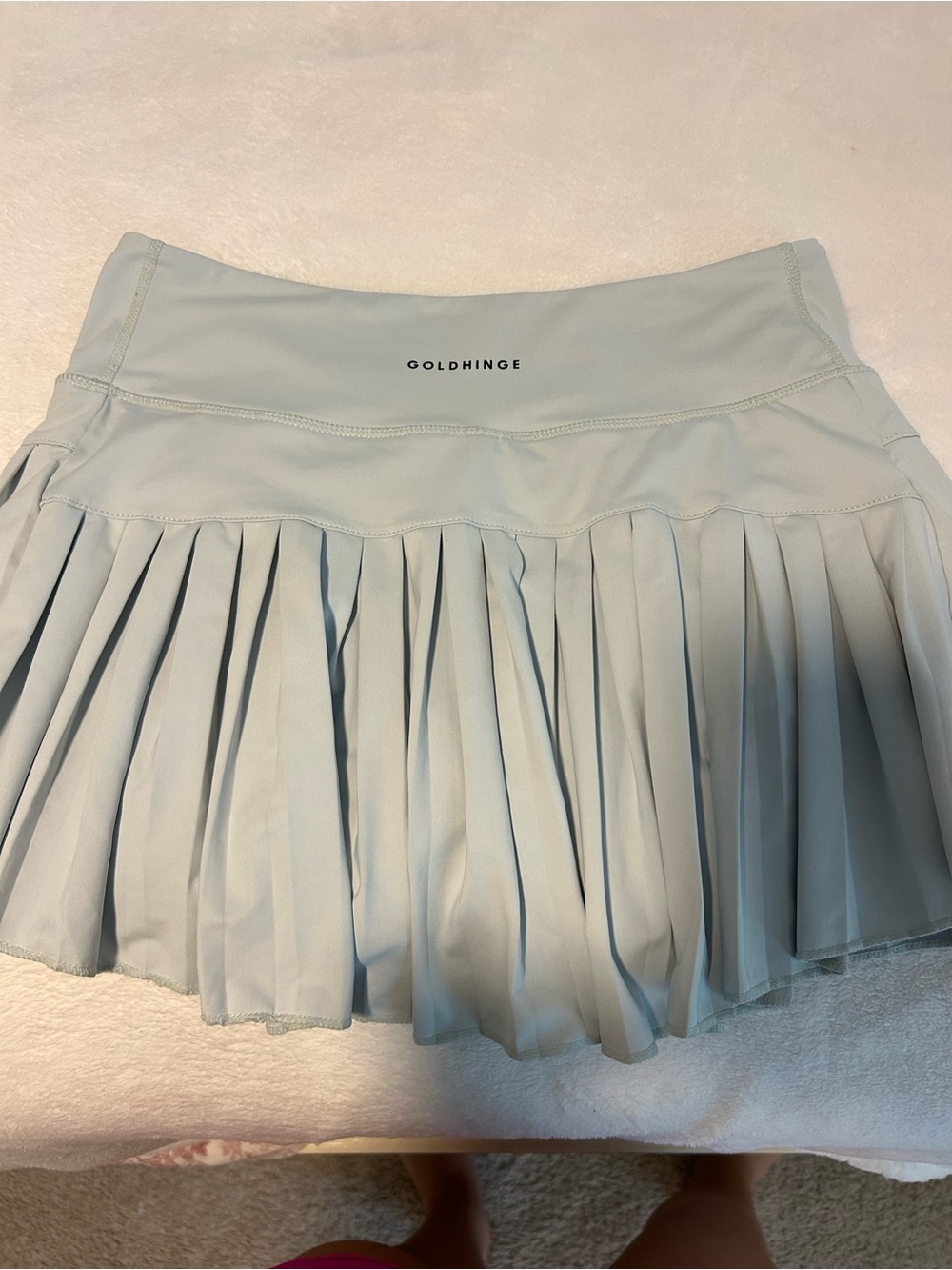 GOLDHINGE Light Blue Pleated Mini Skirt